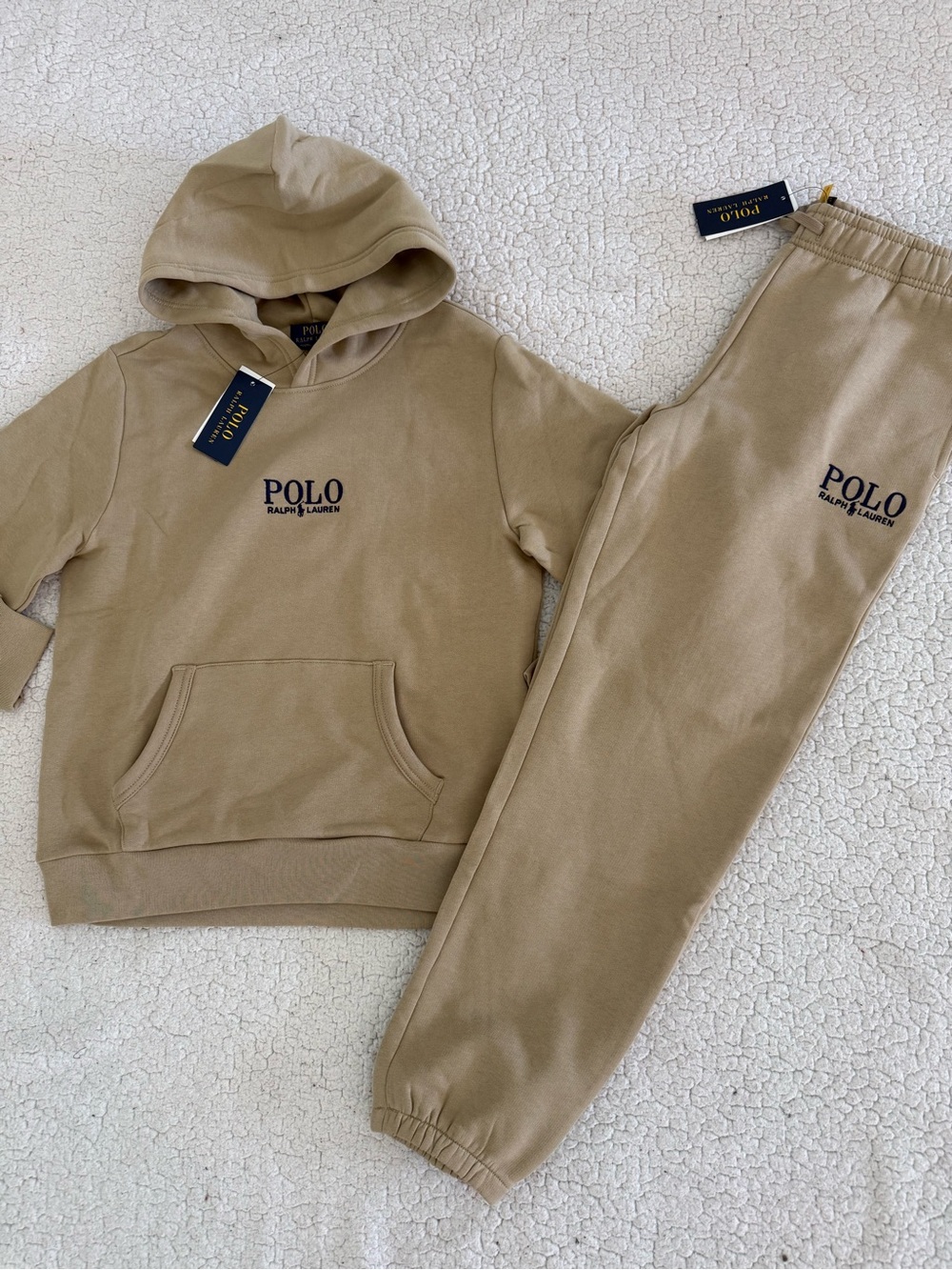 New boys Sz L 14-16 Ralph Lauren Tan Polo Hoodie & Joggers Sweatsuit